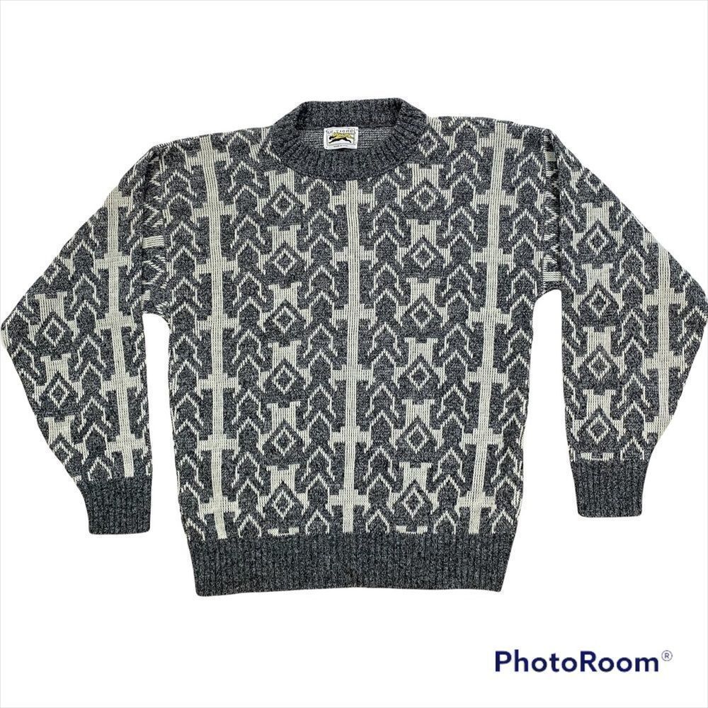Vintage Mens Le Tigre Geometric Design Knit‎ Sweater Medium Pristine Condition